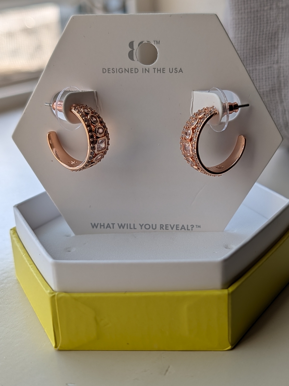 Bomb Party Rose Gold Plated CZ Hoop Earrings